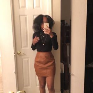 Reversible Brown Leather Skirt